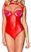 Produktbild marysgift Damen Body Teddy Wetlook/Kunstleder Optik mit Einschnitten im Gogo Design Rot Übergröße M 36 38