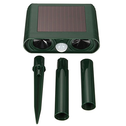 Solar Maulwurfschreck Tiervertreiber,Drillpro Ultraschall Maulwurfschreck Schlangenabwehr Hundeschreck Sensor PIR für Garten Yard Field Farm Glassland gegen Katzen, Mäuse, Marder, Vogel,Mosquito usw 1 - 5