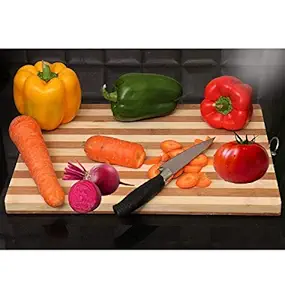 Gulwan Non-slip Wooden Bamboo Cutting Board with Antibacterial Surface with 2 Stainless Steel Knife (Brown)