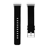 Luckhome Uhrenarmband Serie Lederarmband Ersatband Mit Edelstahl Metall Schließe Classic Armband Ersatz Band ，Ersatzgewebtes Canvas-Uhrenarmband-Handgelenkband für Fitbit Charge 3（Schwarz）