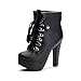 Produktbild DYF Le donne di breve stivali scarpe tacco alto PU grande dimensione cinghia tabella impermeabile,Black,34
