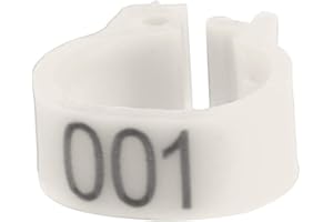 Pssopp Bird Leg Rings Multi-color Bird Leg Bands Plastic Poultry Leg Rings Set Pigeon Numbered Clip Rings 8 mm Leg Rings for Poultry Bird (White)