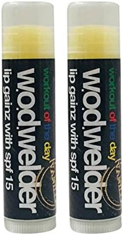 Wod Welder Lip Gainz Lip Balm 0.15oz/4.2g With SPF 15 - Aloe Vera, Beeswax, Jojoba Oil (2-Pack, Vanilla)