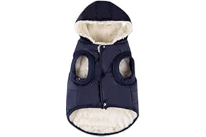 Komate Manteau d'hiver Chaud pour Chien Veste en Tissu épais pour Petits, Moyens et Gros Chiens with Easy to Use Snap on Buttons (XS (Poitrine 32cm), Bleu)