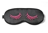 MSSilk Breathable Pure Silk Sleep Eye Mask with Brocade Pouch Gift (Red Eyelashes)