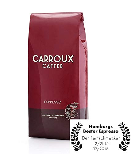 CARROUX ESPRESSO - Kaffeerösterei Hamburg - Feinster Espresso - Frisch geröstete Kaffeebohnen - Elegant u. intensiv im Geschmack (1x 1000g)