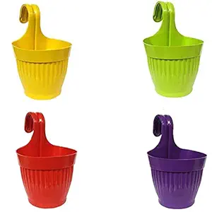 Go Hooked Plastic Lily Hanging Pots Planters, 5.25x6 inch, Set of 4