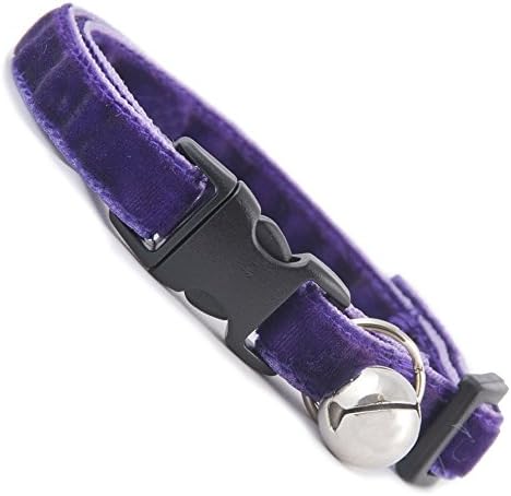 Cadbury Purple Double Velvet Soft Cat Collar. Beautiful cat safety collars with bell available in a range colours made in the UK from velvet ribon, purrfect for your kitty