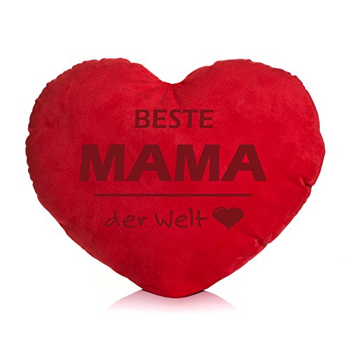 Herzkissen | Plüschkissen Herzform | verschiedene Sprüche auswählbar | Dein Statement | Deko | Kissen | Geburtstag | Valentinstag | Muttertag | Geschenk | Beste Mama