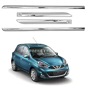 ModifyStyle Side Beading/Side Cladding/Door Garnish/Door Protector Chrome Suitable for Nissan Micra (2014 to 2018) (Set of 4pcs)