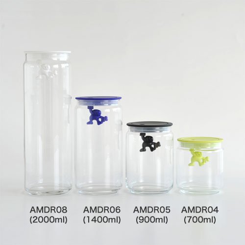 Alessi „Gianni“ Küchendose aus Glas mit abgedichtem Deckel, thermoplastischem Harz, hellblau - 7