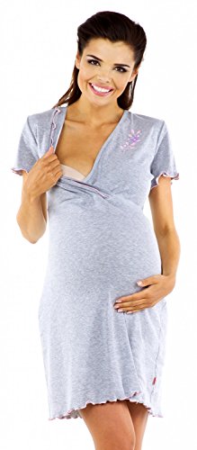 Zeta Ville - Women's Maternity Nursing Nightdress Labour Hospital Gown - 074c (Grey Melange, UK 12)