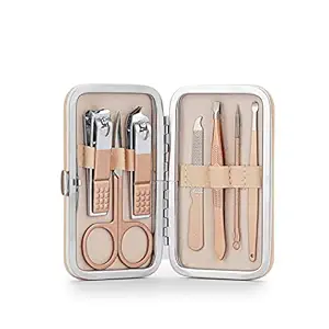 Ozivia -Manicure Set -7 In 1 Stainless Steel Nail Care Set-Professional Ingrown Toenail Clipper Grooming Manicure Set-Pedicure Kit & Toe Nail Cutter- Travel Nail Kit-Pink