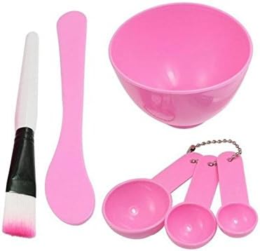 Prochive Facial DIY Mask Bowl Brush Spoon Tools Set Facial Mask Mixing Stick Bowl Brush Set Professional Facial Mask Tools Packed 4 in 1 Pink