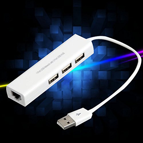 Netzwerk Adapter USB 2.0 HUB, High Speed USB 2.0 Adapter RJ45 Gigabit Ethernet Netzwerk mit 100 Mbps Blanc - 3