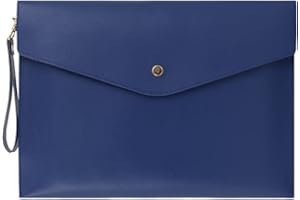 Wonderpool A4 Real Leather Multifunction Portfolio Envelope File Holder for Paper Document Stationery Organizer and Tablet Case PC Sleeve (Blue)