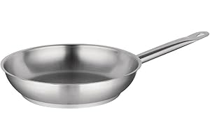 Vogue Stainless Steel Frying Pan 24cm - Even Heat Distribution, All Hobs, Induction Compatible M925