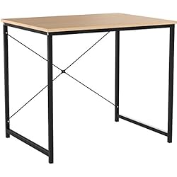 WOLTU Bureau d'ordinateur Table de Travail en Bois et Acier Table de Bureau, 80x60x70cm, Noir+Chêne Clair, TSB03hei
