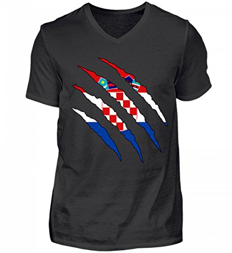 PlimPlom Hochwertiges Herren V-Neck Shirt – Kroatien WM Fan Tshirt Kroatische Nationalmannschaft Shirt Trikot