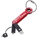 Produktbild TROIKA WALKER - CBL01/RD - Ladekabel und Datenübertragungskabel - USB-Kabel - Micro-USB-Kabel - Lightning-Adapter - MFI-zertifiziert (für Apple) - Schlüsselanhänger - schwarz/rot - TROIKA-Original