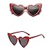 Produktbild Dame Herz Sonnenbrille Rosennie Sommerbrille UV Schutz Unisex Herzbrille Frauen Fashion Retro Metall Heart-shaped Shades Sonnenbrille Integrierte UV-Brille Kunststoff Rahmen Outdoor Brillen (D)