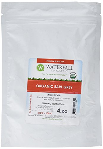 Waterfall Tea Company Organic Earl Grey Flavored Teas, 4 Ounce