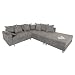 Produktbild Design Ecksofa mit Hocker LOFT Strukturstoff grau Federkern Sofa Ottomane beidseitig aufbaubar