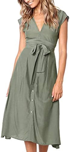 BaZhaHei Sexy Striped Backless Dress V Neck Evening Party Dress with Belt Sleeveless Midi Dress Loose Beachwear Fashion Sundress with Buttons Black