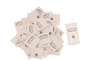 Yulakes, 100 etichette in tessuto fatti a mano, etichette per vestiti, etichette per abiti, realizzate a mano, etichette per tessuti, per cucito, decorazioni fai da te