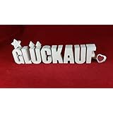 Beton, Steinguss Buchstaben 3 D Deko Schriftzug GLÜCKAUF als Geschenk verpackt!