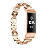 BZLine für Fitbit Charge 3 Watch Armband, Luxus Link Metal mit Kristall Einstellbar Armband Strap Band Ersatz Uhrenarmband für Fitbit Charge 3