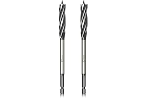 Meccion Professionnel Foret à Bois 12mm x 165mm x 2Pcs Mèche à Tarière avce Auto-alimenté Pointe Pilote, 1/4 Pouce Tige Hexagonale Foret pour le Travail du Bois