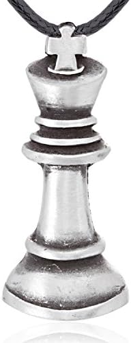 Llords Jewellery King Chess Piece Pendant Necklace, Fine Pewter Jewelry