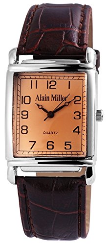 Alain Miller Herrenuhr analog Armbanduhr Silberfarbig Quarzwerk und Metallgehuse eckig x 10mm Kunstlederarmband Dunkelbraun 22cm x 22mm Dornschliee und Ziffernblatt in braun RP4032200002 Alain Miller Herrenuhr analog Armbanduhr Silberfarbig Quarzwerk und Metallgehuse eckig x 10mm Kunstlederarmband Dunkelbraun 22cm x 22mm Dornschliee und Ziffernblatt in braun RP4032200002