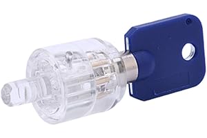 Loboo Idea Cadenas/Serrure tubulaire à 7 broches - Cylindre transparent et clé - Pour entraînement de serrurier - Prune