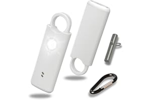 VOLTEK News kit Alarme métal loquet de sécurité (Blanc) Femme Defense + detecteur Porte et fenêtre autodéfense Auto Alarme Mini Autonome + sifflet Urgence personnelle Lampe puissante 135 DB, USB-C