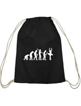 Shirtstreet24, EVOLUTION BALLETT, Ballerina Baumwoll natur Turnbeutel Rucksack Sport Beutel