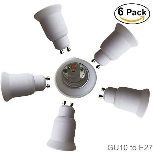 Eleidgs 6 Stück Lampensockel Adapter GU10 auf E27 für LED Lampen-Lampenfassung-Adapter Lampensockel Konverter