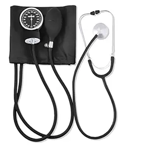 NEWNIK SP501 Blood Pressure Monitor BP Machine Home Professional Aneroid Sphygmomanometer with free basic stethoscope (Black)
