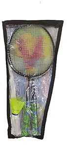 BOBBY SPORTS  Vipson Alloy Steel Double Rod Badminton Racquets - Set of 2 - for Kids 3 to 8 Years, Yellow
