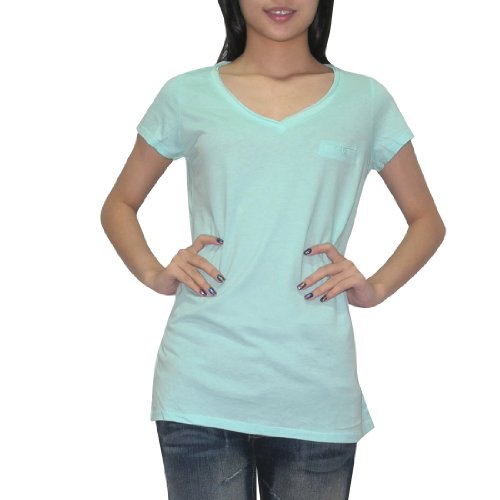 Eddie Bauer Womens V-Neck Short Sleeve T Shirt Large Light Blue
