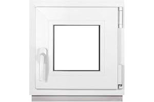 Framex Finestra per Cantina, Piccola Finestra, Bianca, Larghezza x Altezza: 40 x 40 cm (400 x 400 mm), Doppi Vetri (32 mm), Anta-Ribalta, Girevole DIN Destra – Premium