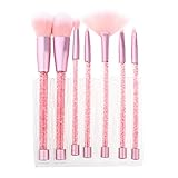 Juego de 7 piezas Maquillaje Brocha-Abanico en forma de brocha, pincel delineador de ojos, pincel de sombra de ojos, brocha de rubor, brocha para polvos de base, brocha de contorno, brocha para iluminar