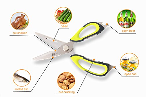 Joyoldelf Küchenschere / Heavy Duty Multifunktions schere / Haushaltsschere – Edelstahl Razor Sharp Mehrzweckschere mit Wellenschliff – Spülmaschinenfest - 5