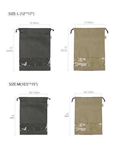 Schuh-Aufbewahrungsbeutel mit Tunnelzug, transparentem Fenster, Reise-Schuhbeutel, 5er Pack, - 7