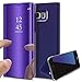 Produktbild Kompatibel mit Samsung Galaxy J3 2017 Spiegel Hülle Lederhülle Mirror Clear View Standing Hülle Leder + Spiegel Schutzhülle PU Leder Brieftasche Flip Case Cover Wallet Tasche Hülle für Galaxy J3 2017