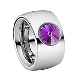 damenring gold amethyst Hochwertige, umweltfreundliche Materialien: polierter Damenring mit Swarovski Stein. Der 10mm große lila Zirkonia glitzert im Licht mit all seinen Facetten.