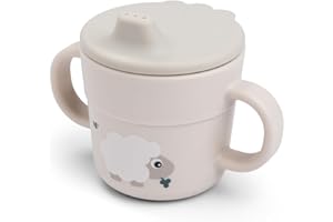 Done by Deer Foodie Trinklernbecher Tiny farm Beige, 2-in-1 - Kinderbecher mit Henkel und Trinkbecher mit Deckel, Schnabeltasse: 100% PP, Dichtungsring: 100% Silikon alle Teile in Lebensmittelqualität