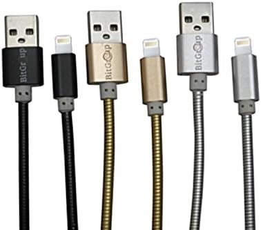 BGT chew proof usb i5 iphone 5,6,7 ipad air, mini 2 and above data cable 3 pack - gold, silver, black