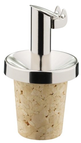 Westmark 47902180 Essig-Ausgießer für Flaschen, Mit Klappe und Belüftungssystem, Naturkorken, Rostfreier Edelstahl, Inox, Verchromt